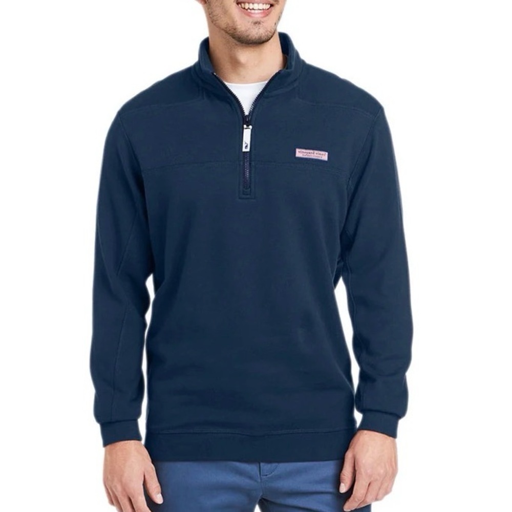 Vineyard Vines Men's Navy Blue Quarter Zip Sweater Size Medium Preppy Casual